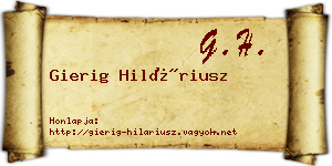 Gierig Hiláriusz névjegykártya